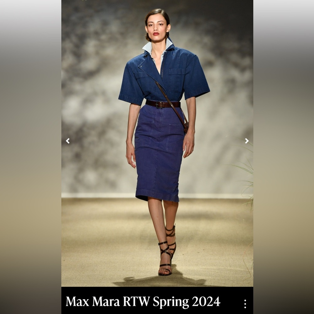 Max Mara Spring 2024 Zip detailed short sleeve denim shirt - size 6